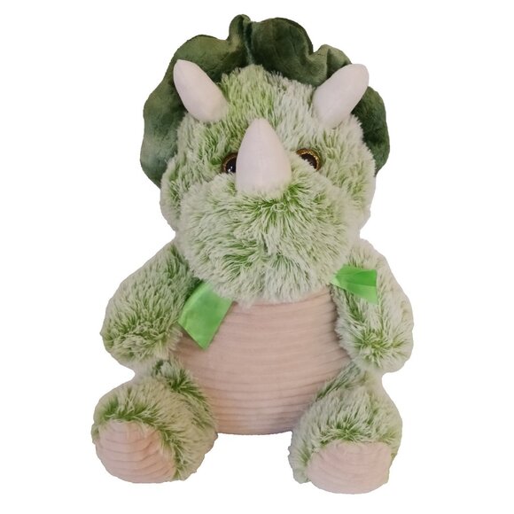 Dan Dee Dinosaur Baby Triceratops Green Plush Bow Tie Stuffed Animal Toy 17" - Picture 1 of 10